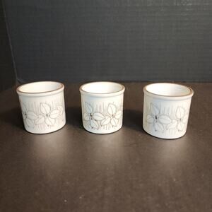 Vtg Hornsea Pottery Egg Cups Charisma Pattern White Set Of 3 Made In England